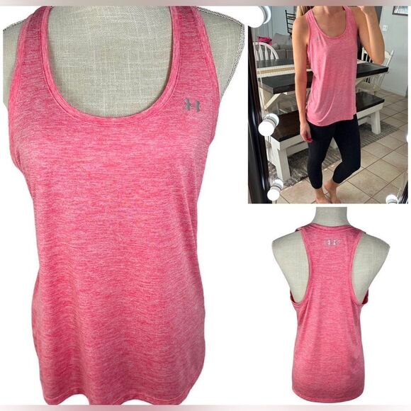 Under Armour Women’s Pink Loose Fit Racerback Tech Tank Top - Picture 1 of 7